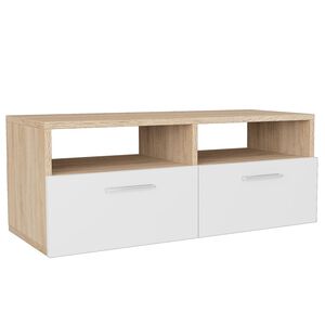 vidaXL TV Cabinet Engineered Wood 95x35x36 cm Oak and White