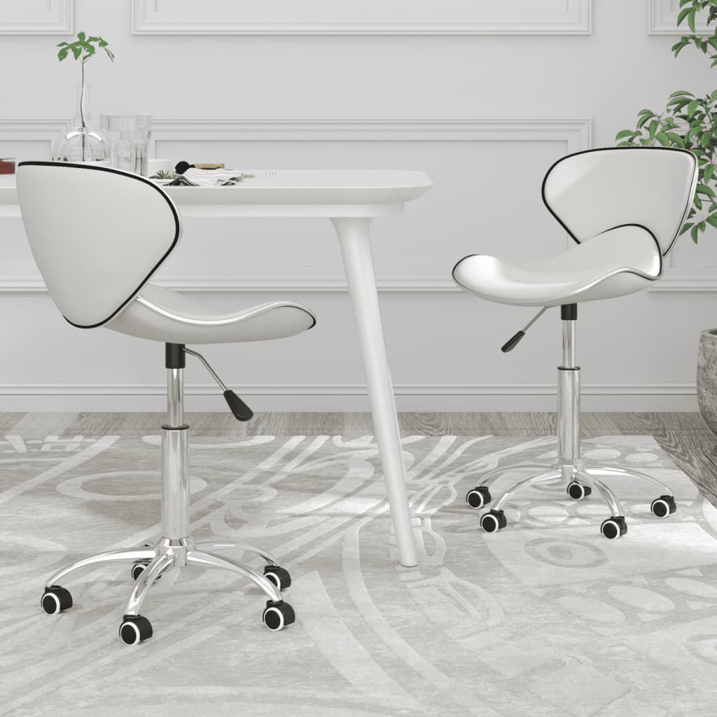 vidaXL Swivel Dining Chairs 2 pcs White Faux Leather