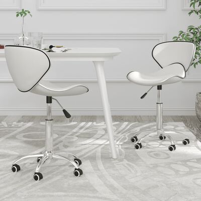 vidaXL Swivel Dining Chairs 2 pcs White Faux Leather, white vidaXL Swivel Dining Chairs 2 pcs White Faux Leather