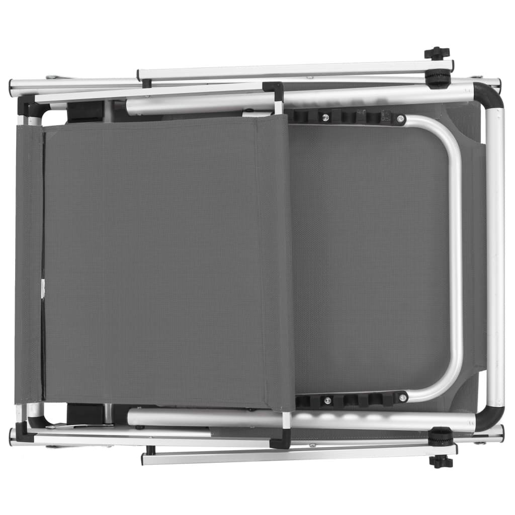 vidaXL Folding Sun Lounger with Roof Aluminium and Textilene Grey