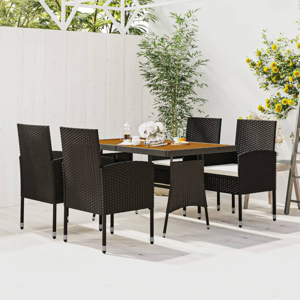vidaXL 5 Piece Outdoor Dining Set Poly Rattan Black