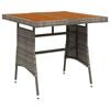 vidaXL Garden Table Grey 70x70x72 cm Poly Rattan & Solid Acacia Wood