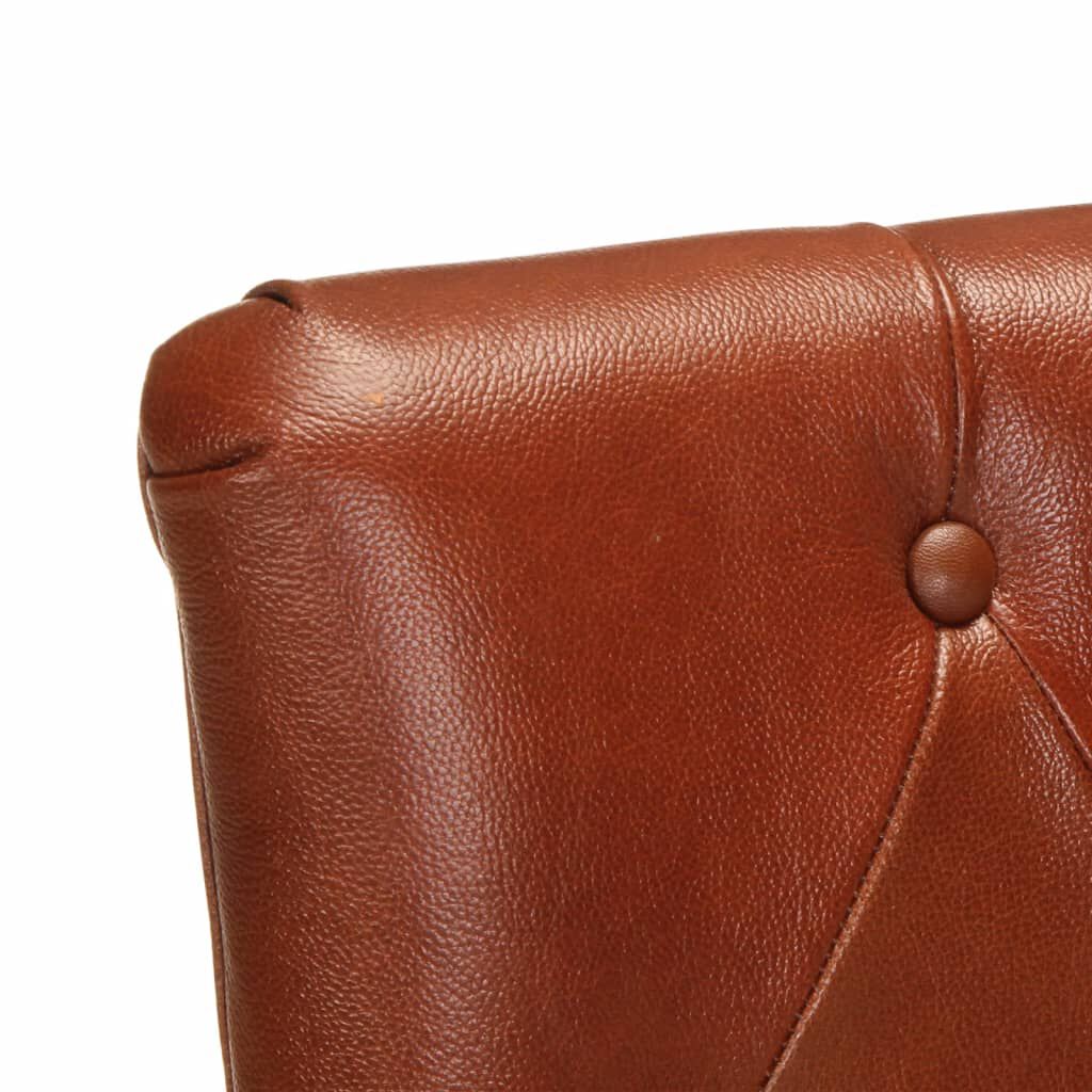 vidaXL Dining Chairs 2 pcs Brown Real Goat Leather