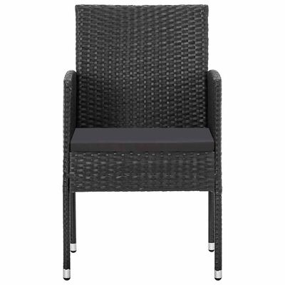 vidaXL Garden Chairs with Black Cushions 2 pcs Black Poly Rattan
