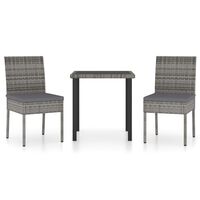 vidaXL 3 Piece Garden Dining Set Poly Rattan Grey