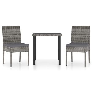 vidaXL 3 Piece Garden Dining Set Poly Rattan Grey