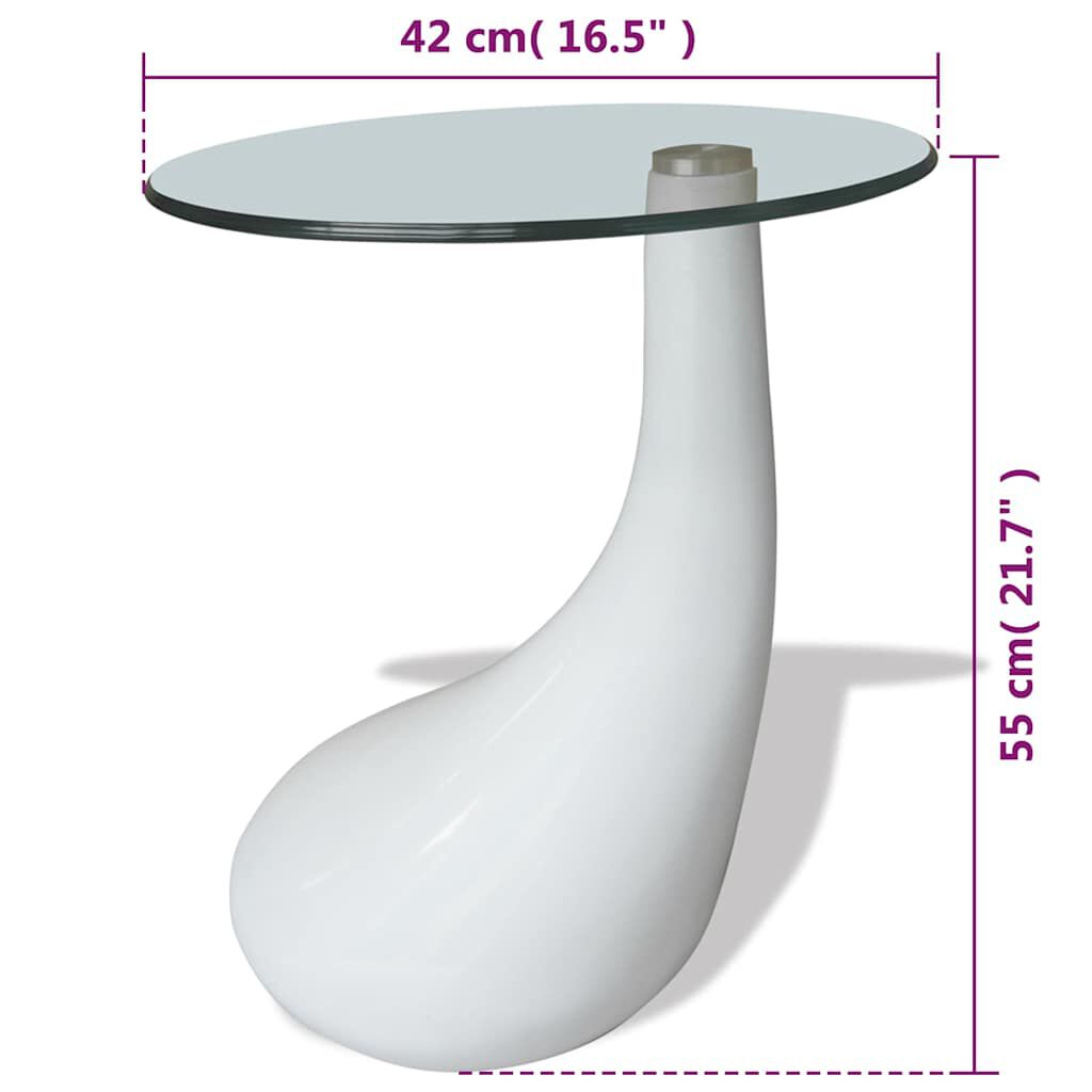 vidaXL Coffee Table with Round Glass Top High Gloss White