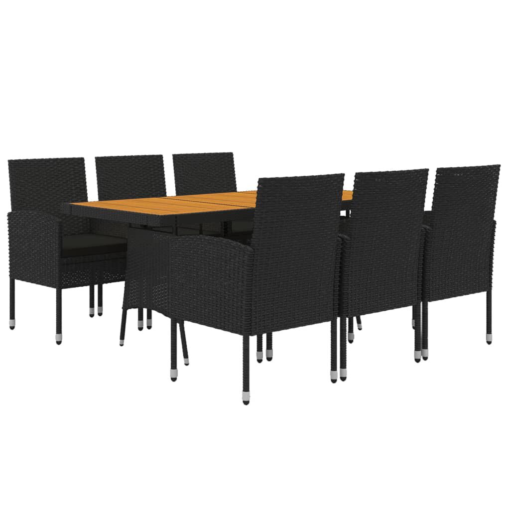 vidaXL 7 Piece Outdoor Dining Set Poly Rattan Black