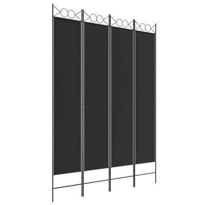 vidaXL 4-Panel Room Divider Black 160x220 cm Fabric, black vidaXL 4-Panel Room Divider Black 160x220 cm Fabric