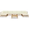 vidaXL 8 Piece Garden Lounge Set with Cream White Cushions Bamboo