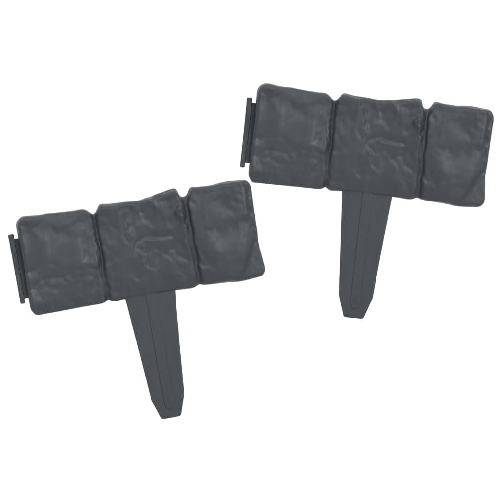 vidaXL Lawn Fence Stone Look 41 pcs Plastic 10 m