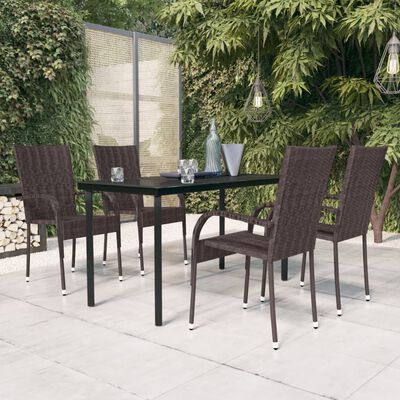 vidaXL 5 Piece Outdoor Dining Set Brown and Black, brown and black vidaXL 5 Piece Outdoor Dining Set Brown and Black