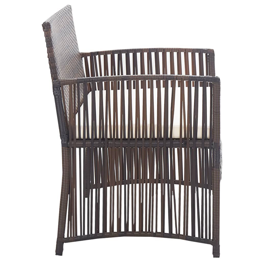 vidaXL 4 Piece Garden Lounge Set with Cushion Poly Rattan Brown