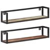 vidaXL Wall Shelf | Set of 2 | Mixed Colour | Solid Reclaimed Wood, Iron