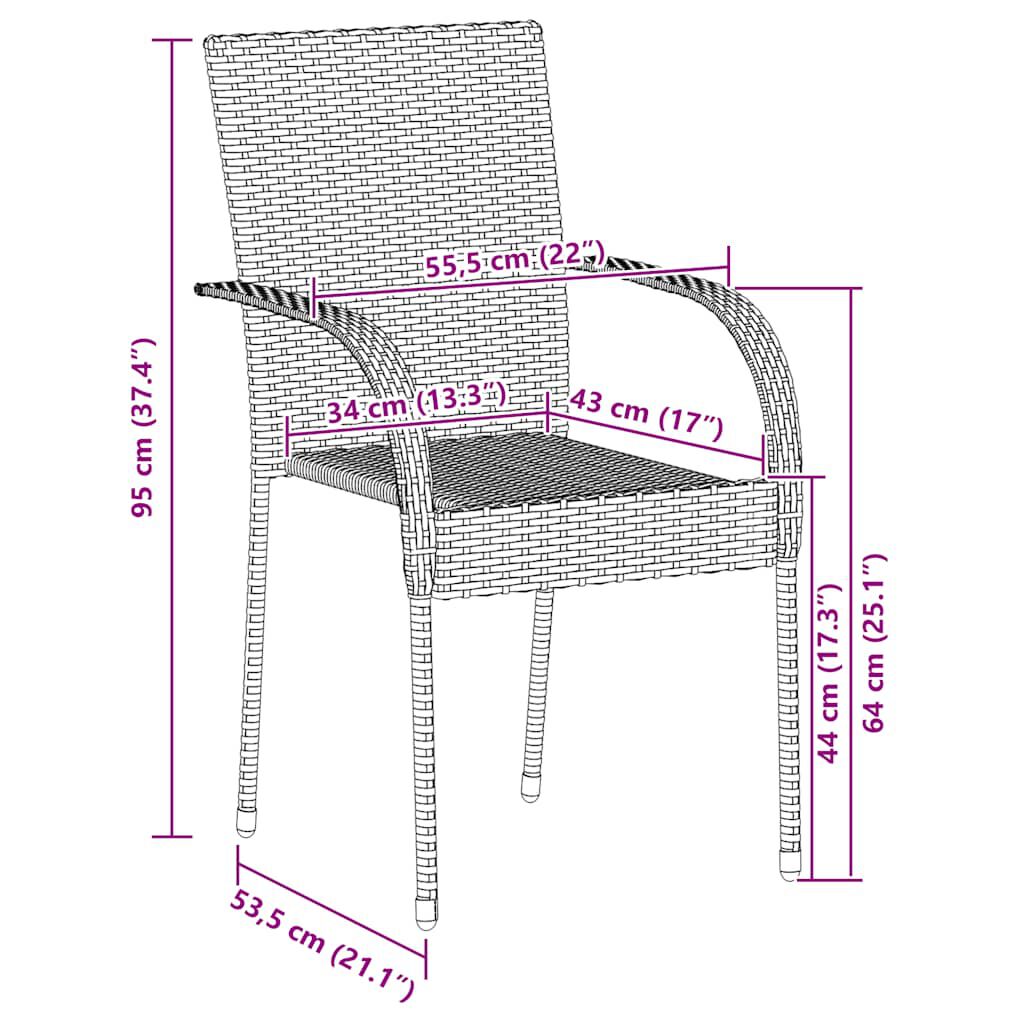 vidaXL Stackable Outdoor Chairs 6 pcs Grey Poly Rattan