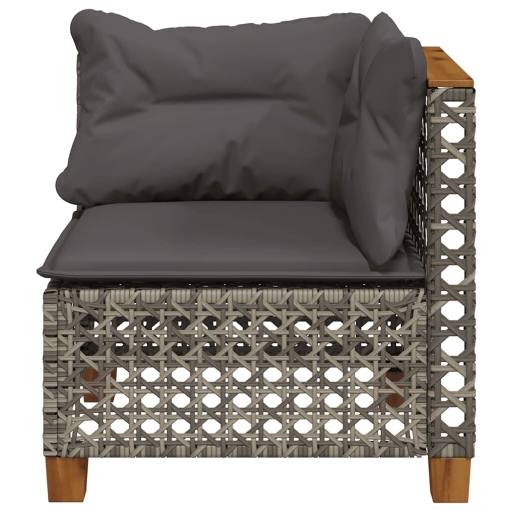 vidaXL Garden Sofa Corner with Cushions Grey Poly Rattan