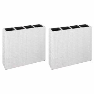 vidaXL Garden Raised Bed with 4 Pots 2 pcs Poly Rattan White(2x45427)