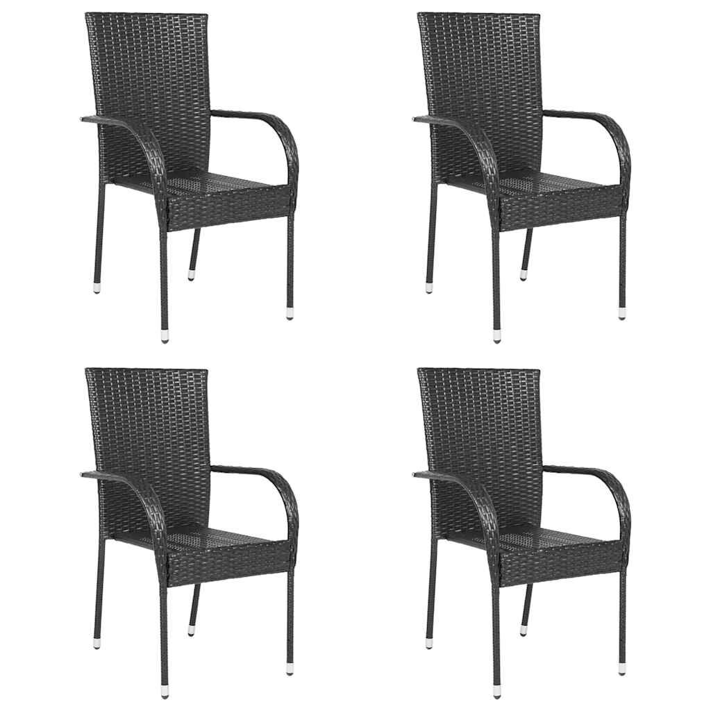vidaXL Stackable Outdoor Chairs 4 pcs Poly Rattan Black