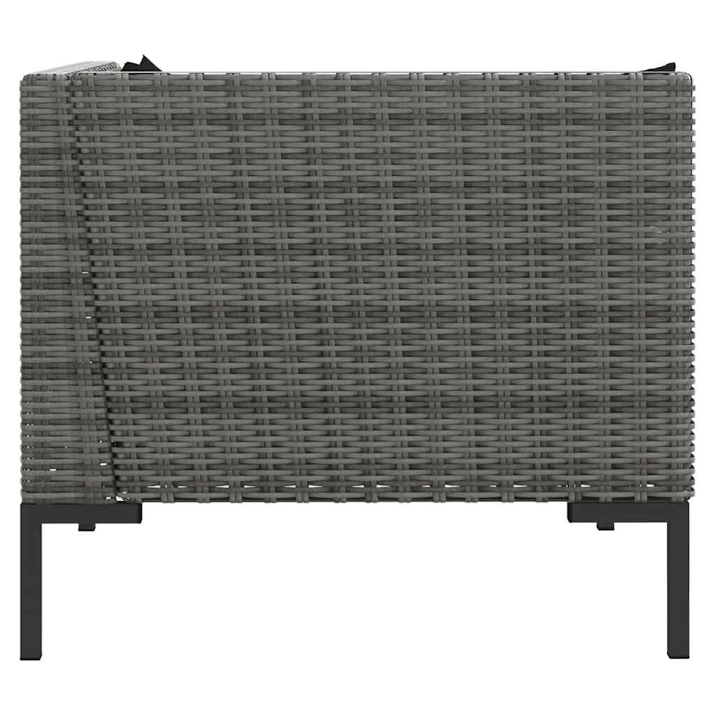vidaXL 3 Piece Garden Lounge Set Dark Grey Half Round Poly Rattan
