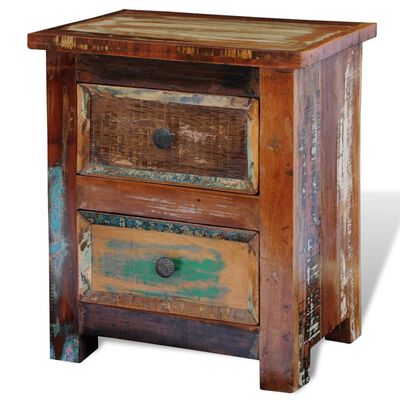 vidaXL Nightstand with 2 Drawers Solid Reclaimed Wood,  vidaXL Nightstand with 2 Drawers Solid Reclaimed Wood