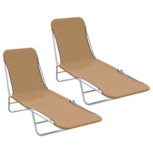 vidaXL Folding Sun Loungers 2 pcs Steel and Fabric Taupe