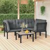vidaXL 5 Piece Garden Lounge Set Black and Grey Poly Rattan