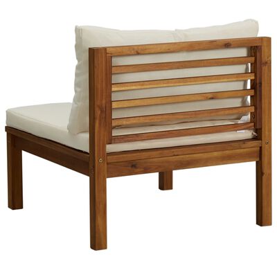 vidaXL 3 Piece Garden Lounge Set with Cream White Cushions Acacia Wood