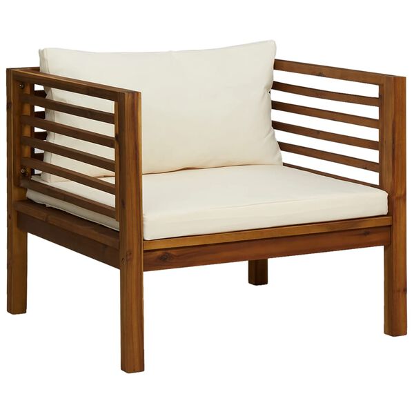 vidaXL 5 Piece Garden Lounge Set with Cream Cushion Solid Acacia Wood