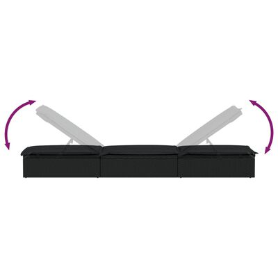 vidaXL Sunbed with Cushion Black 201x55x62 cm Poly Rattan, black vidaXL Sunbed with Cushion Black 201x55x62 cm Poly Rattan