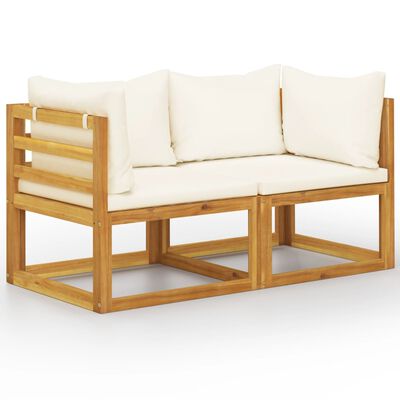 vidaXL 2-seater Garden Bench with Cream White Cushions, cream vidaXL 2-seater Garden Bench with Cream White Cushions