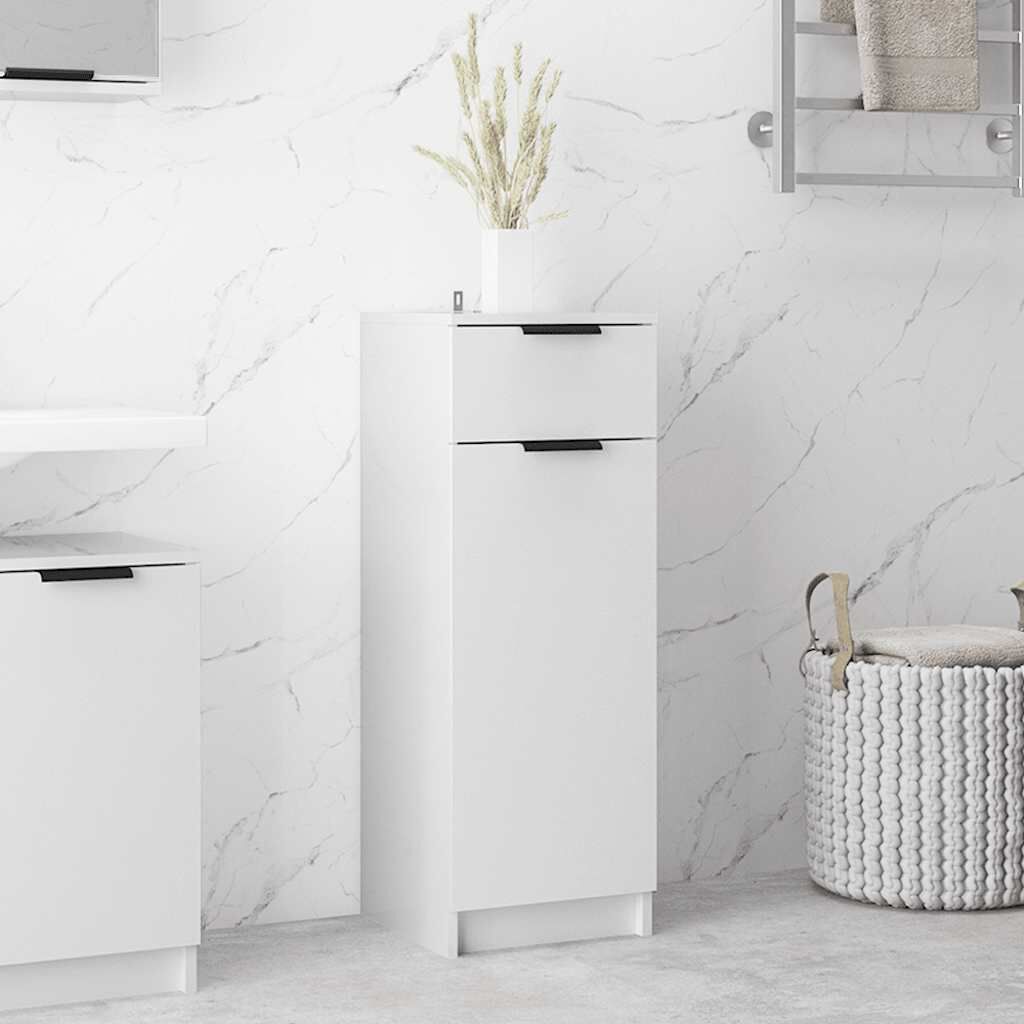 vidaXL Bathroom Cabinet High Gloss White 32x34x90 cm Engineered Wood