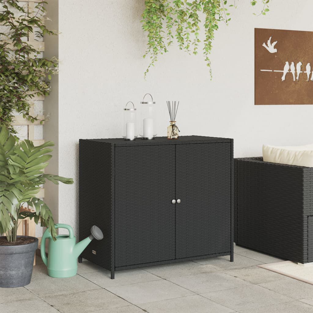 vidaXL Garden Storage Cabinet Black 83x45x76 cm Poly Rattan