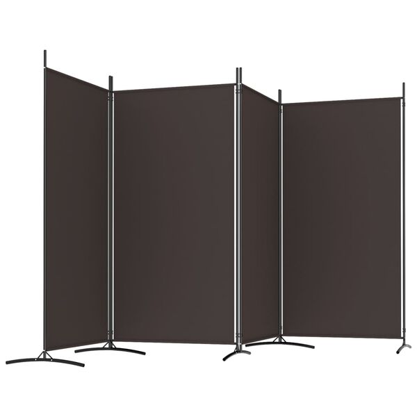 vidaXL 4-Panel Room Divider Brown 346x180 cm Fabric