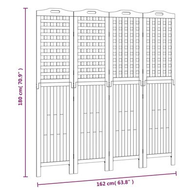 vidaXL 4-Panel Room Divider 162x2x180 cm Solid Wood Acacia