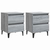 vidaXL Bed Cabinets with Metal Legs 2 pcs Grey Sonoma 40x35x50 cm