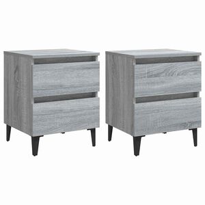 vidaXL Bed Cabinets with Metal Legs 2 pcs Grey Sonoma 40x35x50 cm