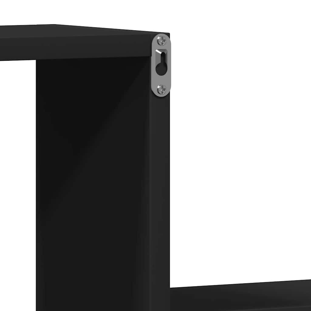 vidaXL Wall Shelf 2 pcs Black 100x15x20 cm Engineered Wood