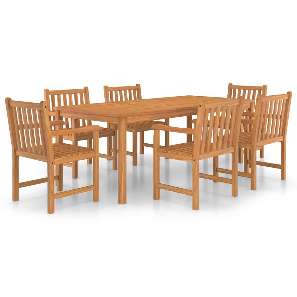 vidaXL 7 Piece Garden Dining Set Solid Teak Wood