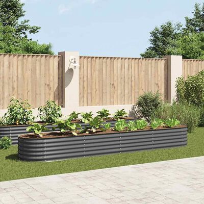 vidaXL Garden Raised Bed 400x80x44 cm Galvanised Steel Grey, grey vidaXL Garden Raised Bed 400x80x44 cm Galvanised Steel Grey