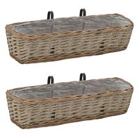 vidaXL Balcony Planter 2 pcs Wicker with PE Lining 60 cm,  vidaXL Balcony Planter 2 pcs Wicker with PE Lining 60 cm