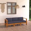 vidaXL 3-Seater Garden Sofa with Dark Grey Cushions Acacia Wood