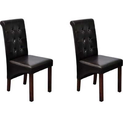vidaXL Dining Chairs 2 pcs Brown Faux Leather, brown vidaXL Dining Chairs 2 pcs Brown Faux Leather