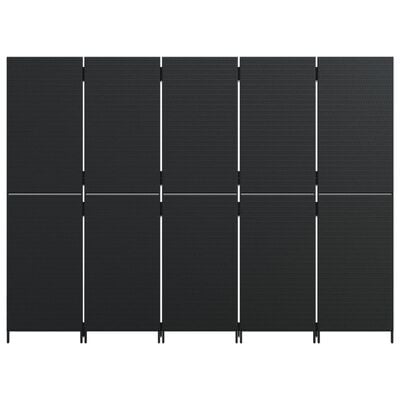 vidaXL Room Divider 5 Panels Black Poly Rattan, black vidaXL Room Divider 5 Panels Black Poly Rattan