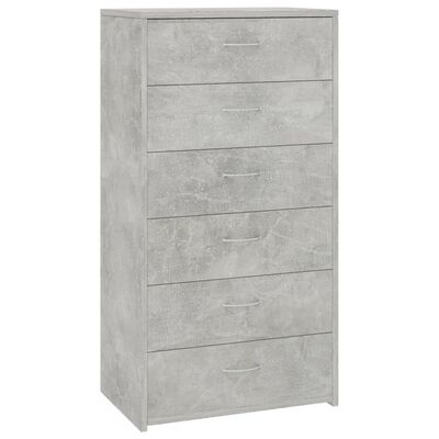 vidaXL Sideboard with 6 Drawers Concrete Grey 50x34x96 cm Engineered Wood, concrete grey vidaXL Sideboard with 6 Drawers Concrete Grey 50x34x96 cm Engineered Wood