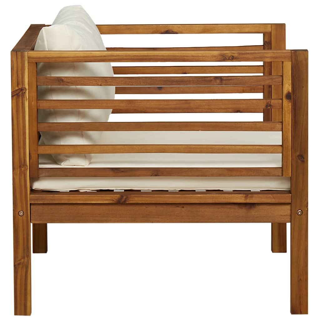 vidaXL Garden Chair with Cream White Cushions Solid Acacia Wood