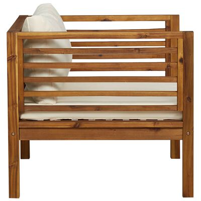 vidaXL Garden Chair with Cream White Cushions Solid Acacia Wood, cream white vidaXL Garden Chair with Cream White Cushions Solid Acacia Wood