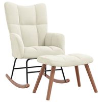 vidaXL Rocking Chair with a Stool Cream White Velvet