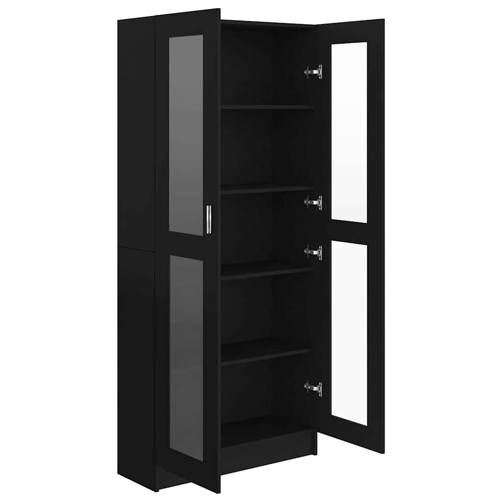 vidaXL Vitrine Cabinet Black 82.5x30.5x185.5 cm Engineered Wood