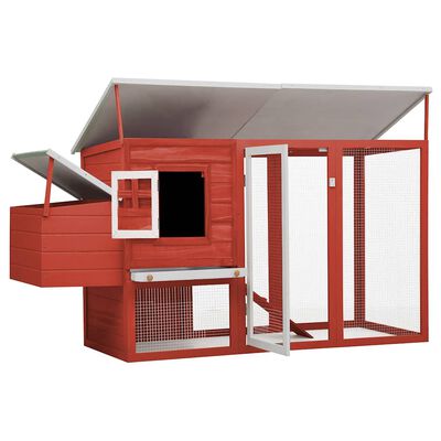 vidaXL Outdoor Chicken Cage Hen House with 1 Egg Cage Red Wood, red vidaXL Outdoor Chicken Cage Hen House with 1 Egg Cage Red Wood
