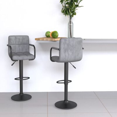 vidaXL Bar Stools 2 pcs Light Grey Velvet, light grey vidaXL Bar Stools 2 pcs Light Grey Velvet